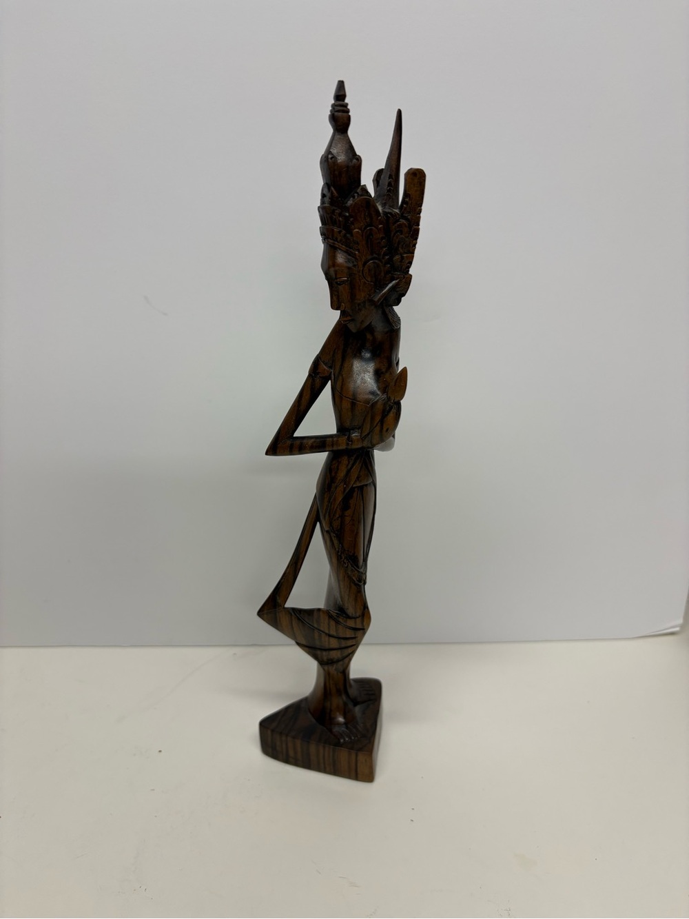 Vintage Hand-Carved Wooden Balinese Dewi Sri Goddess Figurine Sculpture